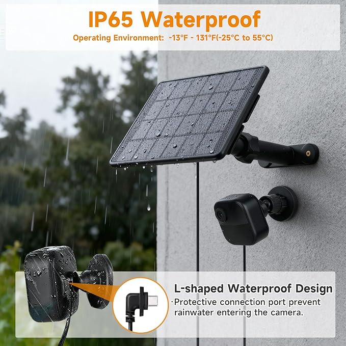 4 Pack Solar Panel for Blink Outdoor 2K+/4(4th Gen)/Outdoor(3rd Gen) XT3 and XT2/XT Camera6W Solar Charger for Blink with 360° Adjustable Mount 5.9in to 8.7in10ft Outdoor Power CableWaterproof