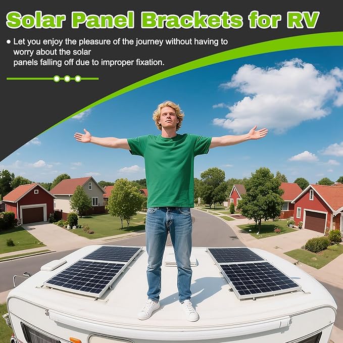 8 Pack 45inch Adjustable Solar Panel Tilt Mount Brackets with Foldable Tilt Legs for 45 Panels | 2400Pa Windproof Adjustable Brackets Kit for RV/Roof/Ground Fits EcoFlow/Jackery/Bouge RV