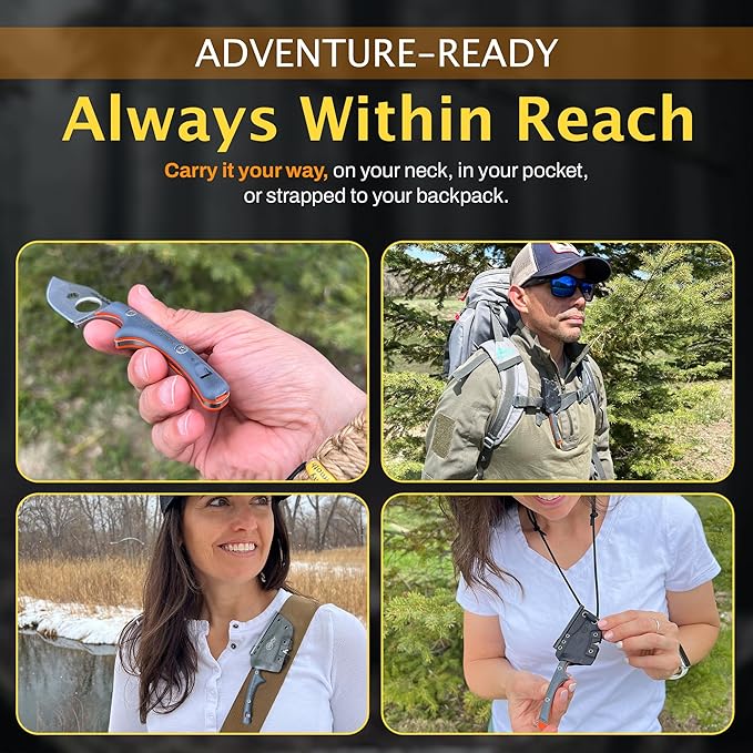 OUTDOOR ELEMENT Contour Feather Survival and Culinary Knives – VG10 Steel Fixed Blade with Fire Starter Hex Driver Knife Sharpener Sheath &amp Built in Whistle - Built For Camping &amp Outdoor Ad