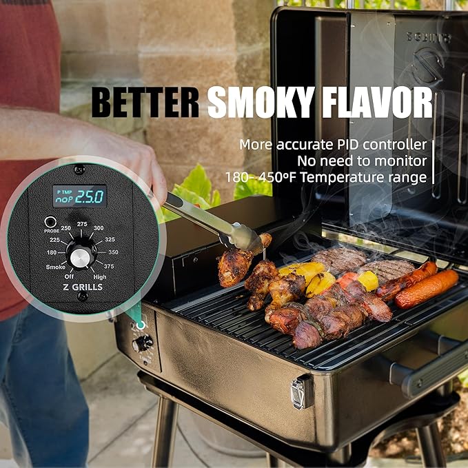 Z GRILLS 2026 200A Pellet Grill &amp Smoker - 202 sq.in Compact Wood Pellet BBQ with PID 3.0 Precision Control Auto Feed System Portable Small-Space Grill for Camping &amp Backyard Cooking