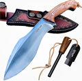 BA-KOR (Survivor III) 35.5CM (14.2 ) DC53 steel 10mm thickened full Tang fixed knife+ leather sheath &amp(5.9IN) Cerium Igniter suitable for outdoor hunting cutting chopping camping obstacle re