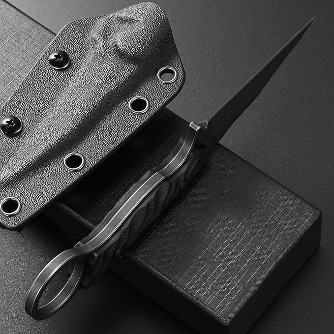 C1341 Fixed Blade Knife K110 Black Stonewashed Steel Blade G10 Handle EDC Tool Knife for Outdoor Survival Hiking Camping(Black)