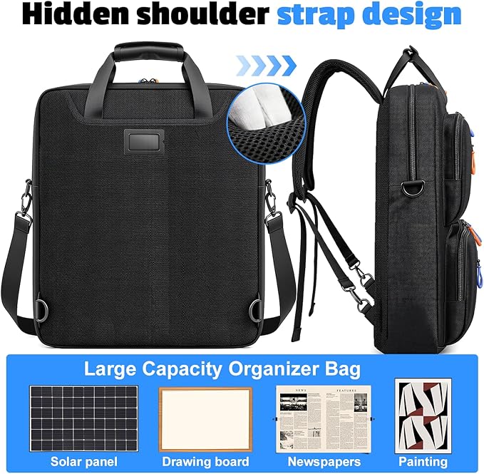 Solar Panel Storage Bag Padded Carrying Case Fits for 2 Panels Water-Resistant Protective Travel Organizer Compatible with Jackery SolarSaga 100W 100X 200W Anker SOLIX ZOUPW