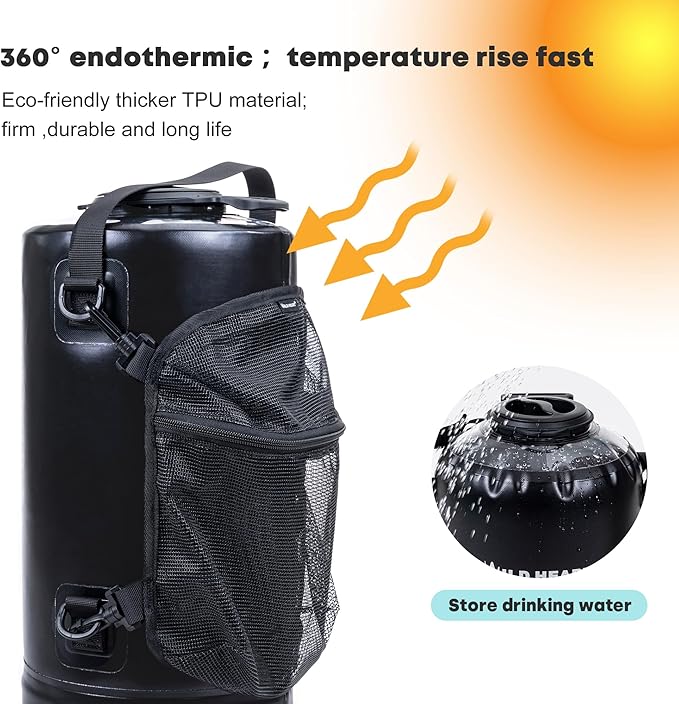 WILD HEART Camping Shower 22L/ 12L Portable Shower for Camping with Pressure Foot Pump and Hose - Solar Shower Bag Backpack for Camping Road Trip &amp Outdoor Use