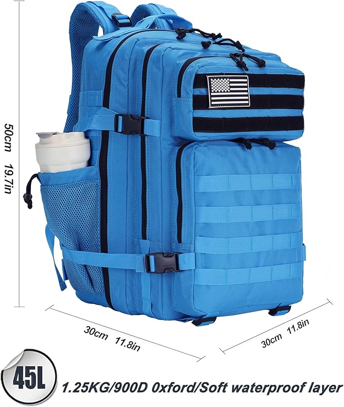 Lovelinks21 45L Tactical Assault Backpack 3 day assault pack with Molle Waterproof backpack Rucksack for Tactical Backpacks (Dark Blue)