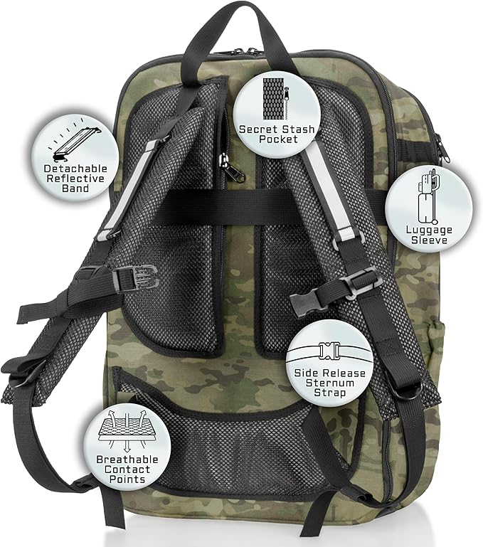 Xtreme Sight Line ~ Large Backpack ~ 16 Laptop Backpack with Removable Faraday Sleeve ~ Heavy-Duty Foam Padded &amp Multiple Large Compartments ~ 1000D Nylon/Spacer Mesh ~ MultiCam Camo