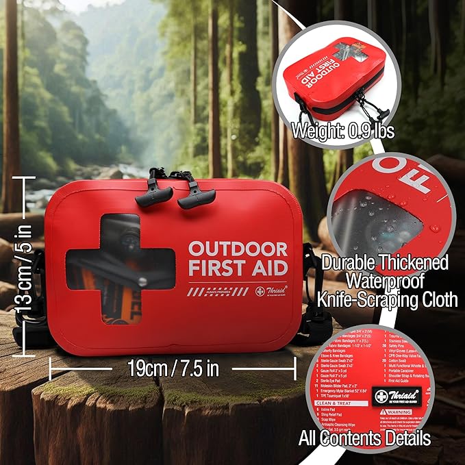152 PCS Waterproof First Aid Kit Portable Small Boat Dry Bag Bug Out Bags Emergency Medical Kit Ideal for Boating Camping Fishing Kayaking Floating Red