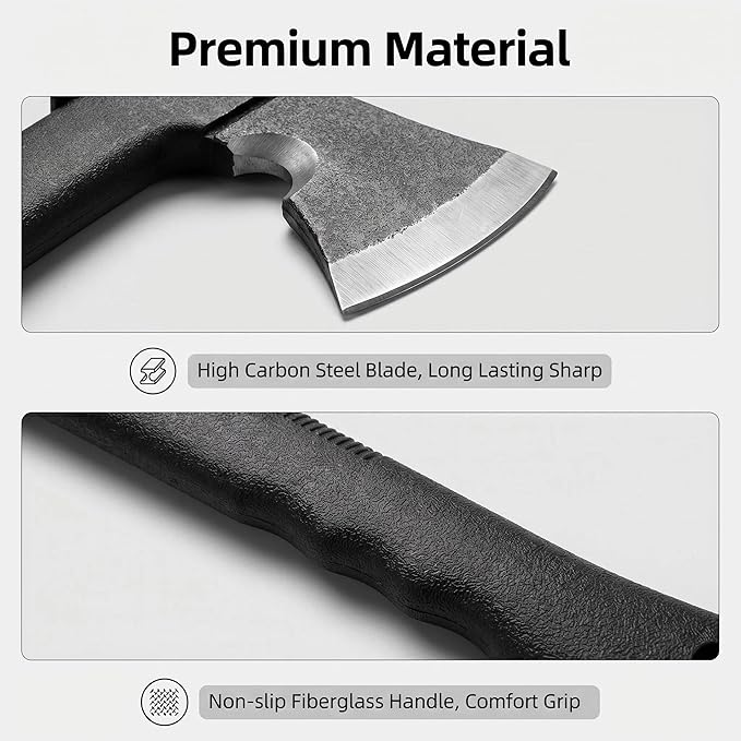 Camping Axe Survival Hatchet 4 in 1 Full Tang Tactical Axe with Durable Steel Head &amp Non-Slip Grip Handle for Camping Survival Landscaping