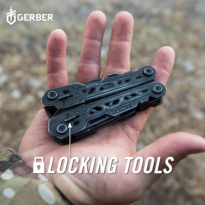 Gerber Gear Truss 17-in-1 Multitool with Pocket Knife and Needle Nose Pliers - Gifts for Men Compact EDC Gear Black with Standard Sheath