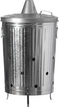 Gardenised 20-Gallon Galvanized Steel Incinerator Can with Lid &amp Vent Holes High-Heat Outdoor Burn Bin for Leaves Paper Yard Waste &amp Garden Debris Silver
