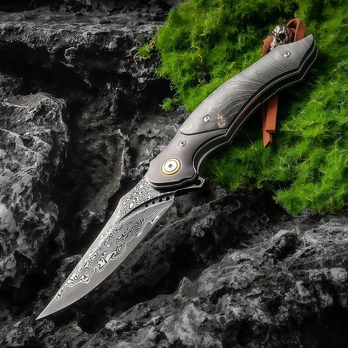 Damascus Steel Folding Knife Personalized Engraving Outdoor Gear Hunting &amp Knives &amp Tools Damascus Hunting Knife with Leather Sheath HRC 60 Mexican Rosewood Handle Knives Men Gifts