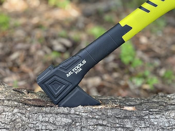 MLTOOLS Camping Axe X12A - Camp Axe with Fiberglass Ergonomic Handle High Carbon Steel Head - Torque &amp Weatherproof Survival Axes and Hatchets - Non-Slip Grip - with Protection Guard &amp Lock -