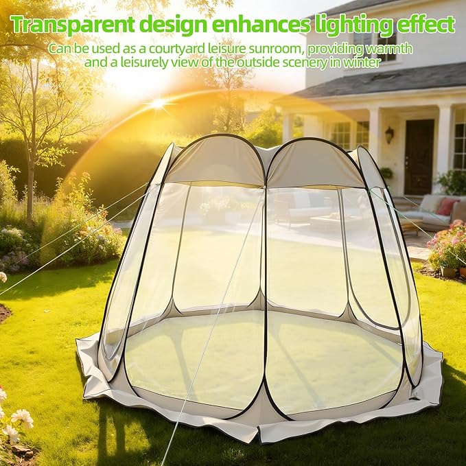 Pop Up Bubble Tent Sports Tent Pop Up Bubble Tents Weather Proof Garden Tents Large Outdoor Camping Shelter with Vent Window 8 Person Screen House for Parties Backyards Hiking Activities Khaki