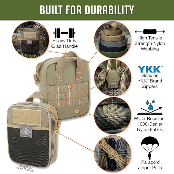 MAXPEDITION Beefy Pocket Organizer Compact MOLLE-Compatible 1000D Nylon Tactical Pouch Everyday Carry Tool and Gear Storage for Outdoor Tactical Survival 0266