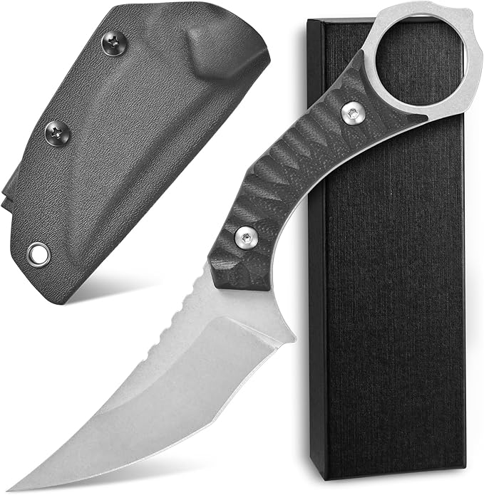 Ccanku C1152 Fixed Blade Knife D2 Blade G10 Handle EDC Tool Knife for Outdoor Camping Hiking(Silver)