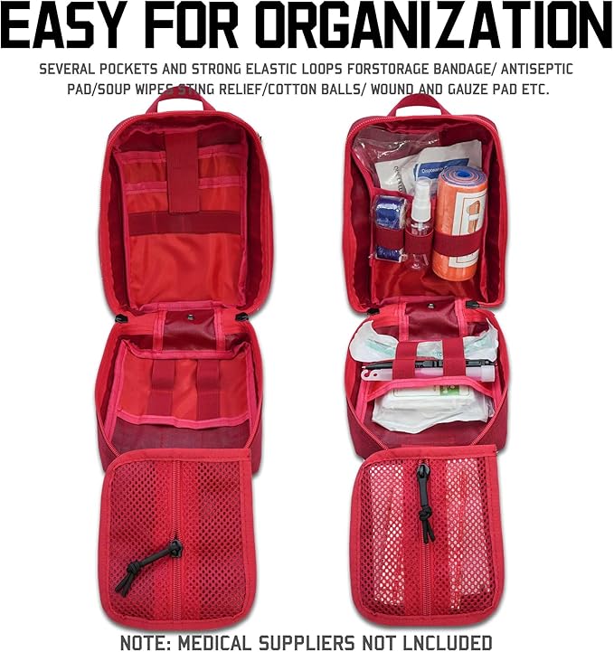 Ifak Pouch - 2 Pack Rip Away Molle Tactical Medical Pouch Empty First Aid Kit Bag for Duty Belt (2 Pack RED)