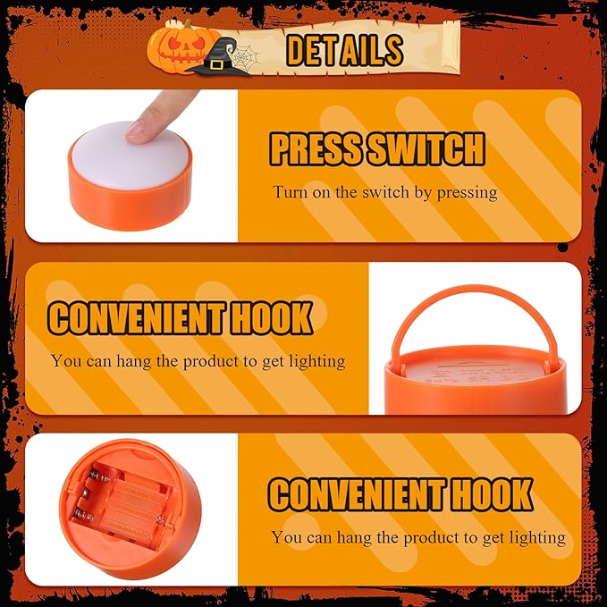 Riakrum 6 Pieces Remote Timer LED Lights with Remote LED Pumpkin Lights Battery Operated Lantern Bright Flameless Candle(Orange Purple)