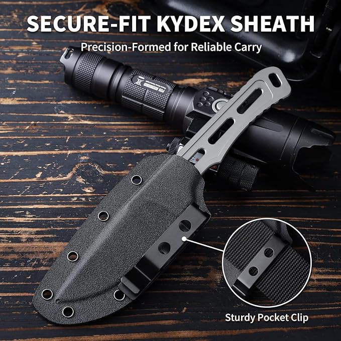 EDC Fixed Blade Knife with Sheath Camping Knife Fixed Blade 3.15 Outdoor Survival Blade Full Tang Hunting Knives for Men Women BS-01
