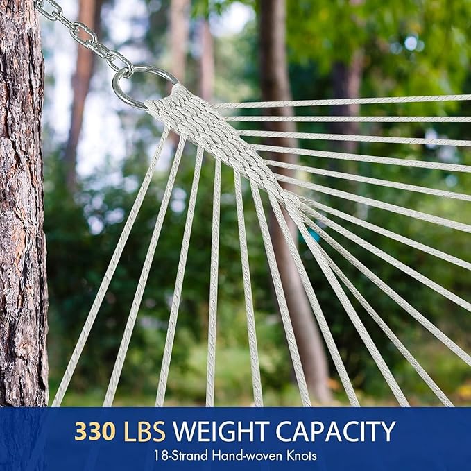 Goplus 10.5 FT Hammock Quilted 2 Person Hammock w/Detachable Pillow 330LBS Capacity Curved Hardwood Spreader BarQuick Dry Fabric Portable Paddled Hammock Swing for Patio Yard Porch Indoor Outdoor