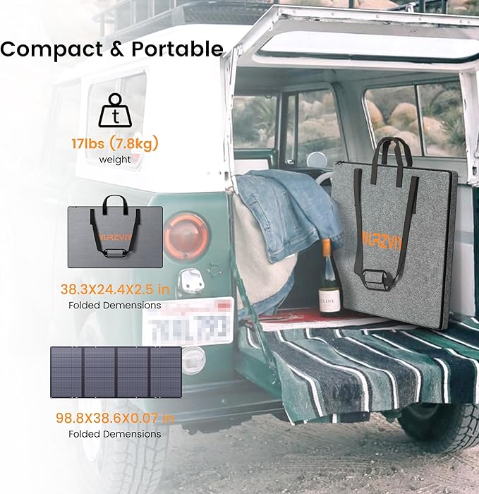 400W Portable Solar Panel Foldable Lightweight Charger with Upgraded Bracket 36V Waterproof 400 Watts Solar Panels for RV Campervan Power Outages Sheds Outdoor Off Grid Essentials