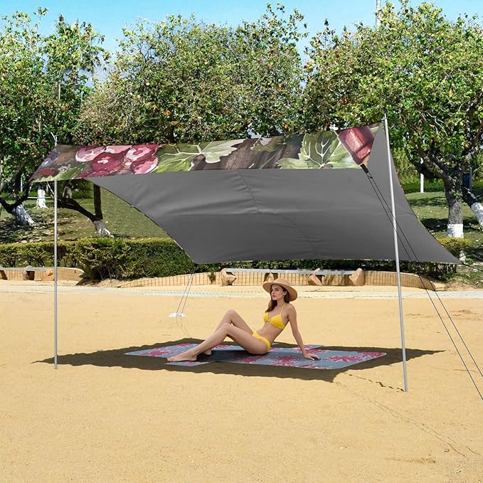 ALAZA Watercolor Red Wine Bottle Wooden Grapes Seamlss Beach Tent Sun Shelter Portable Canopy Sunshade for Outdoor Camping Picnics Backyard Fun 10x9 ft