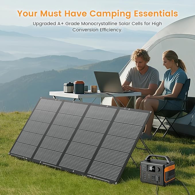 400W Portable Solar Panel Foldable Lightweight Charger with Upgraded Bracket 36V Waterproof 400 Watts Solar Panels for RV Campervan Power Outages Sheds Outdoor Off Grid Essentials