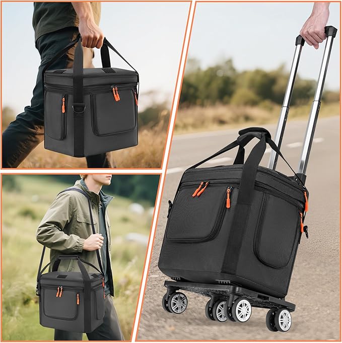 Carrying Case with Wheels Compatible with Jackery Explorer 1000 V2 Portable Power Station Travel Bag Padded for Explorer 1000 V2 with Detachable Trolley Multi-pocket &amp Adjustable Shoulder Strap