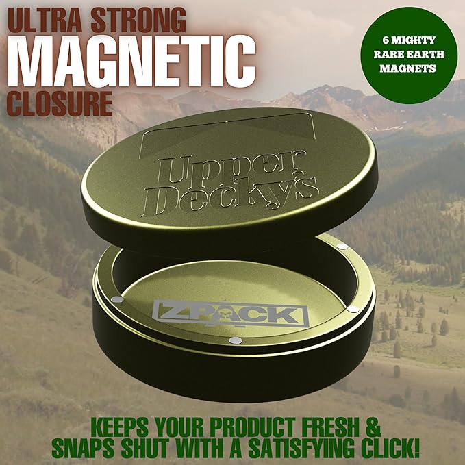 ZPACK Magnetic Metal Can Holder Metal EDC Container Carved Tin with Magnetic Closure Aluminum Container Slim Pocket Organizer Gift for Him (Forest Green)