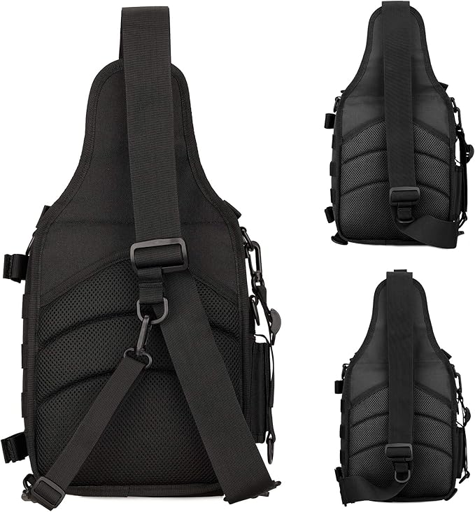 Protector Plus Tactical Sling Bag Military MOLLE Crossbody Pack Chest Shoulder Backpack (Patch Included) | Chest Shoulder Patch Included