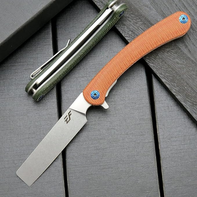Eafengrow EF939 Folding Knife D2 Steel Blade Micarta Handle EDC Tool Pocket Knife Folder for Working Camping(Micarta Brown)