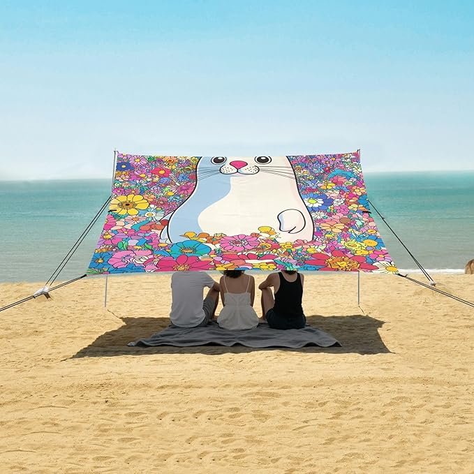 Funny Seal2 Beach Tent UPF50 Water-Resistant Large Portable Sun Shelter with Sand Pockets for Camping Picnics Backyard &amp Fishing