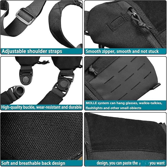 Tactical Chest Bag Mens Sling Backpack Pack Military Anti-Thief Shoulder Sling Bag With Gun Holster Patch