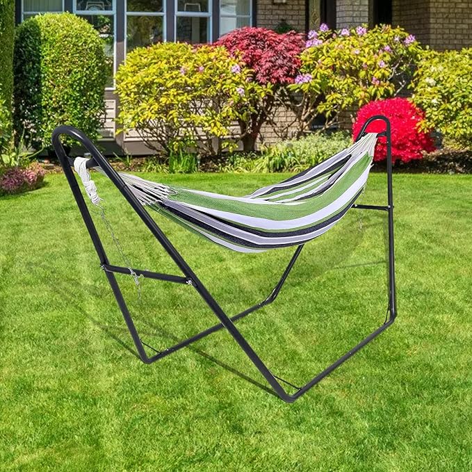 Hammock Stand Heavy-Duty Portable Hammock Stand Only 550-Pound Capacity Camping Stand Fits 9.5-14 Foot Hammocks Powder-Coated Steel Frame Universal Double for Outdoor Indoor Use Black