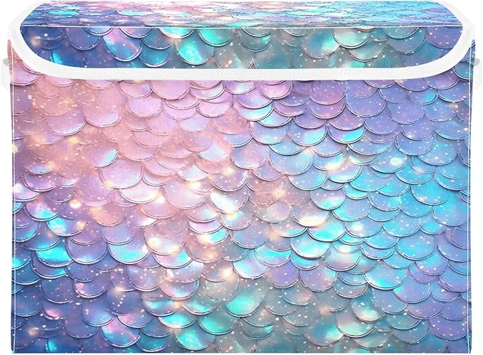 Fish Scale Gradient Glitter Decoration Sequins Blue Storage Containers with Lids Foldable Closet Organizer Lids for