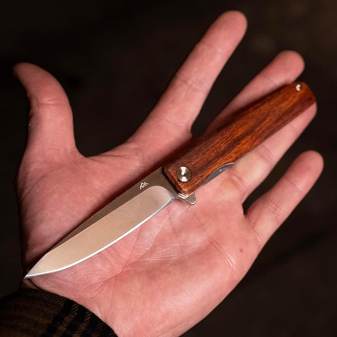 OUTDOOR EDGE Peleus 3.3 EDC Folding Knife – Corrosion-Resistant Clip-Point Blade with Reinforced Tip Slim Rosewood Handle &amp Liner Lock Lightweight Pocket Knife for Men &amp Women