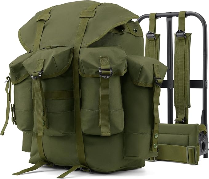 50L Military Alice Pack Army Survival Combat ALICE Rucksack Backpack for Men &amp Women for Camping Hiking Emergency Army Green