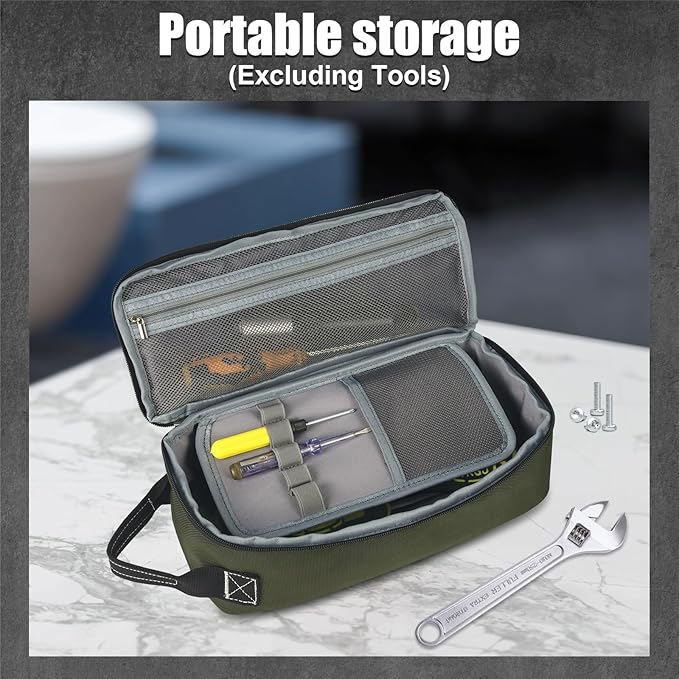 LAKE OF FIRE 12.6 Small Tool Bag Pouch for Men with Multiple Pockets Waterproof Heavy Duty Tool Bag Organizer with Zipper and Portable Handle (Green)