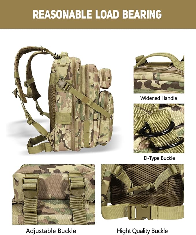 BOMTURN for Mens Tactical Backpack Military Backpacks 27L Army Survival Backpacks Small Waterproof Bug out Bag