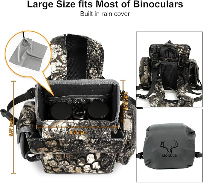 MOXULE Binocular Harness Chest Pack: Waterproof Bino Case with Rangefinder Pocket for Birdwatching and Hiking- BINO R2 Pro