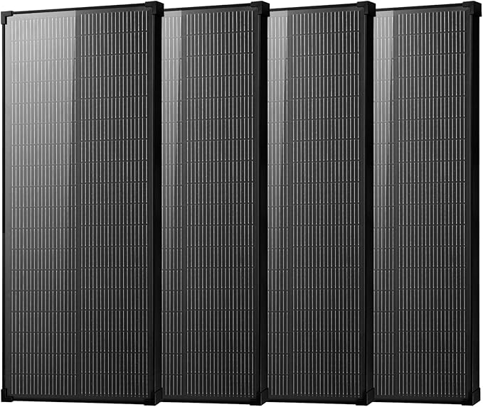 400 Watt Solar Panel4pcs 100w Solar Panels 18V 18BB N-Type A+ Cell 25% High Efficiency 100Watt Solar Panel for 12V Battery Rooftop RV Farm Trailer Marine Home Off-Grid System (100W*4PCS Black)