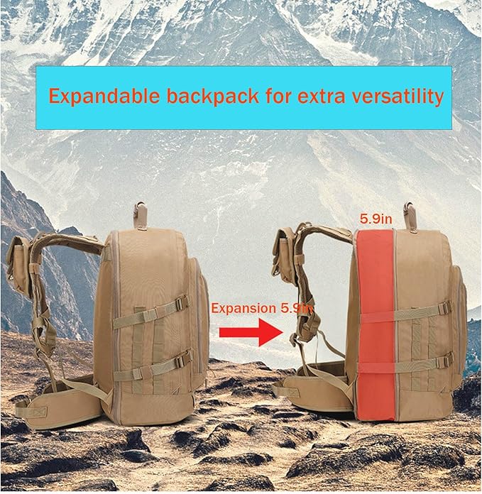 Large tactical military backpack Army Daypack Assault Pack for Men Molle Backpacks Bug Out Bag 3 Day Pack for Hiking Camping Travel Hunting Rucksack Trekking (Khaki)
