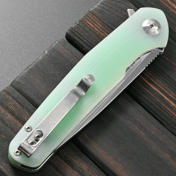 Sitivien ST102 Folding Knife D2 Steel Blade+G10 Handle Pocket Knife EDC Tool Knife for Outdoor Camping Hunting Survival (Turquoise) …