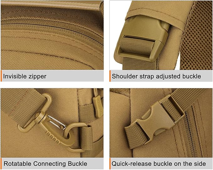 Tactical EDC Sling Bag Military Shoulder Backpack for Men Women Molle Chest Assault Pack Outdoor Crossbody Daypack (Brown)