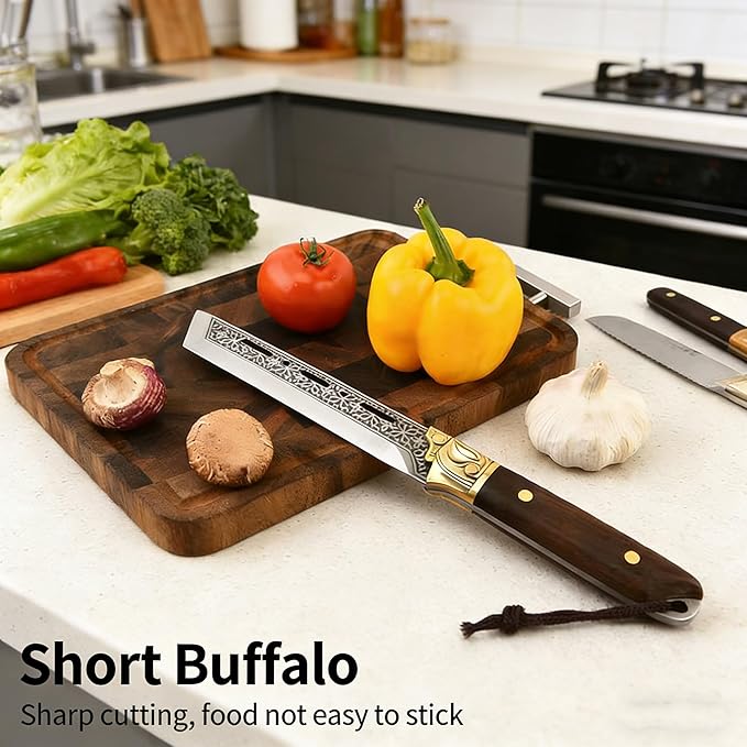 Big Horn Hunter Tactical Knife Hand Forged 1095 Carbon Steel Fixed Blade with Rosewood Handle Leather Sheath Eagle Wing Design 8.5 Inches