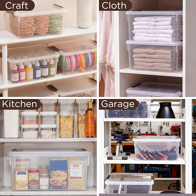 Citylife 17 QT Plastic Storage Bins with Lids Large Stackable Storage Containers for Organizing Clear Storage Box for GarageClosetClear White5 Packs