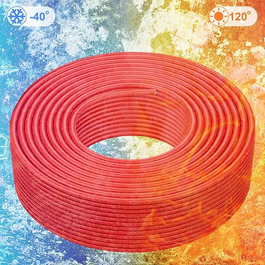 Solar Panel Wire - 200FT Red Tinned Copper Wire 10AWG (6mm²) PV Wire Solar Extension Cable for Outdoor Automotive RV Boat Marine Solar Panel - Red (10AWG 200FT)