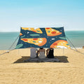 ALAZA Flat Pizza Leave Pattern Beach Tent Sun Shelter Portable Canopy Sunshade for Outdoor Camping Picnics Backyard Fun 10x9 ft