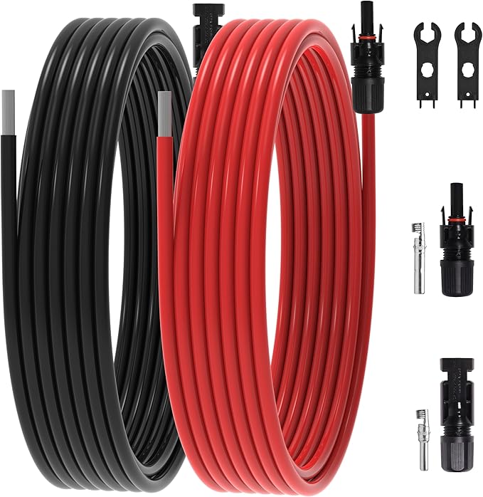 20Ft 10AWG Solar Panel Extension Cable 10 AWG Solar Extension Cable 10 Gauge 20 Feet Solar Wire with Solar Panel Female Male Waterproof Connectors for RV Boat Home (10 AWG-20Ft)