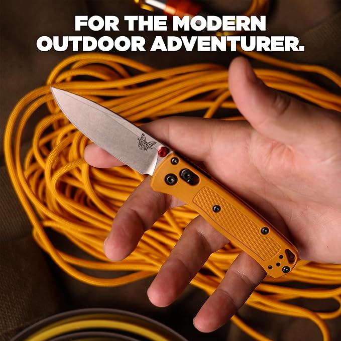 Benchmade - Mini Bugout Outdoor EDC Folding Knife Drop-Point Blade with Daybreak Grivory Handle (533-08)