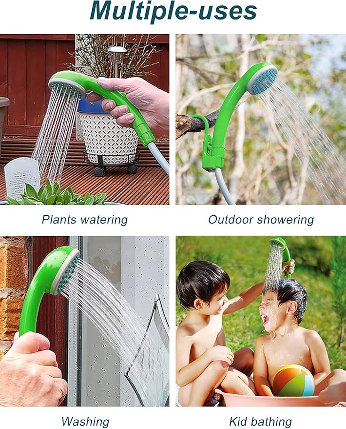 innhom Portable Shower Camping Shower Outdoor Camp Shower Pump Electric Rechargeable Portable Camping Shower Powered by Rechargeable Battery